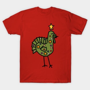 Funny Christmas Tree Thanksgiving Turkey T-Shirt